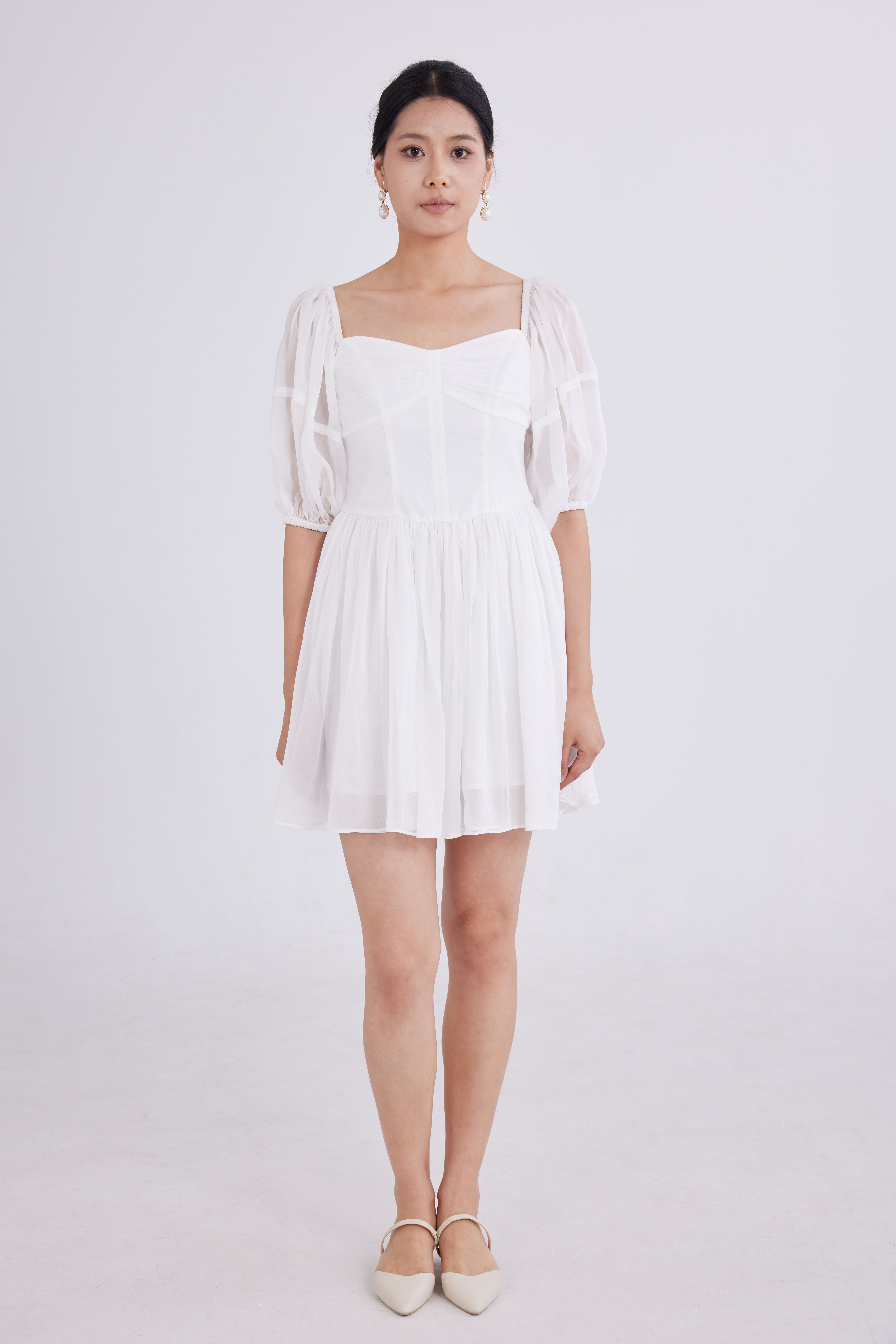 真丝雪纺白纱裙